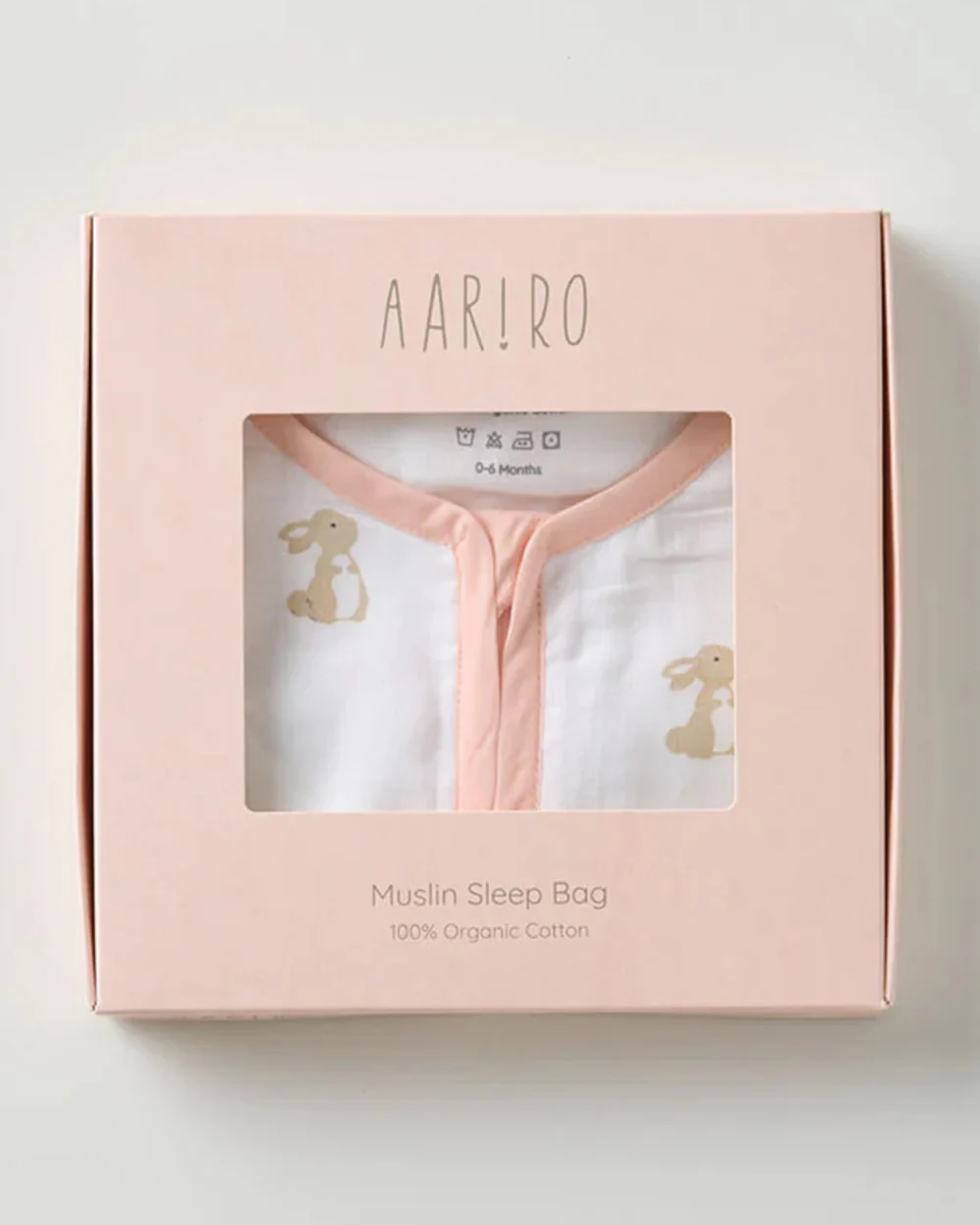 Aariro Baby Sleeping Bag-Honey Bunny-100% Organic Cotton-Pink-Newborn Bed-0-6M - Image 3