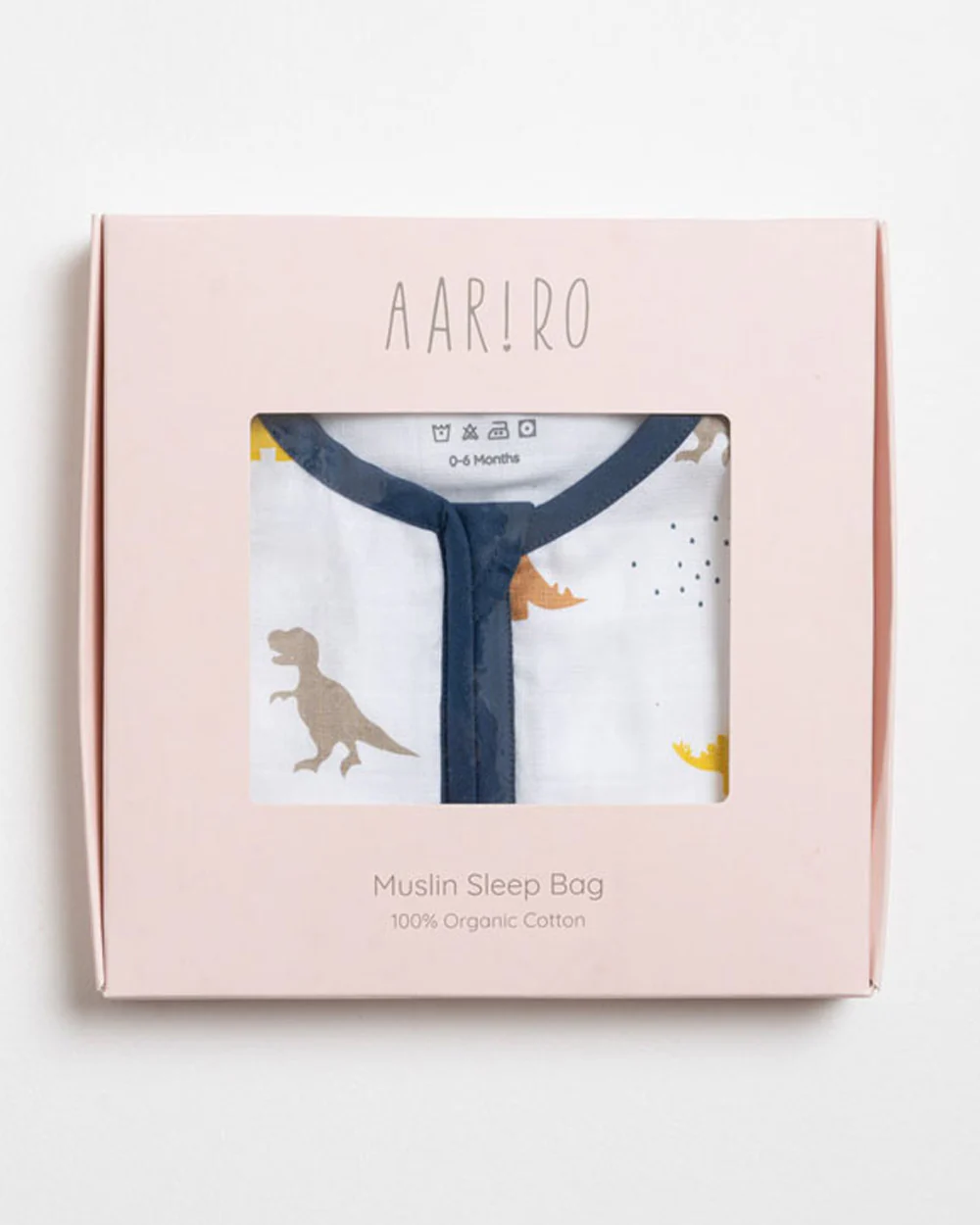 Aariro Baby Sleeping Bag-Little Dino-100% Organic Cotton-Blue-Newborn Bed-0-6M - Image 3