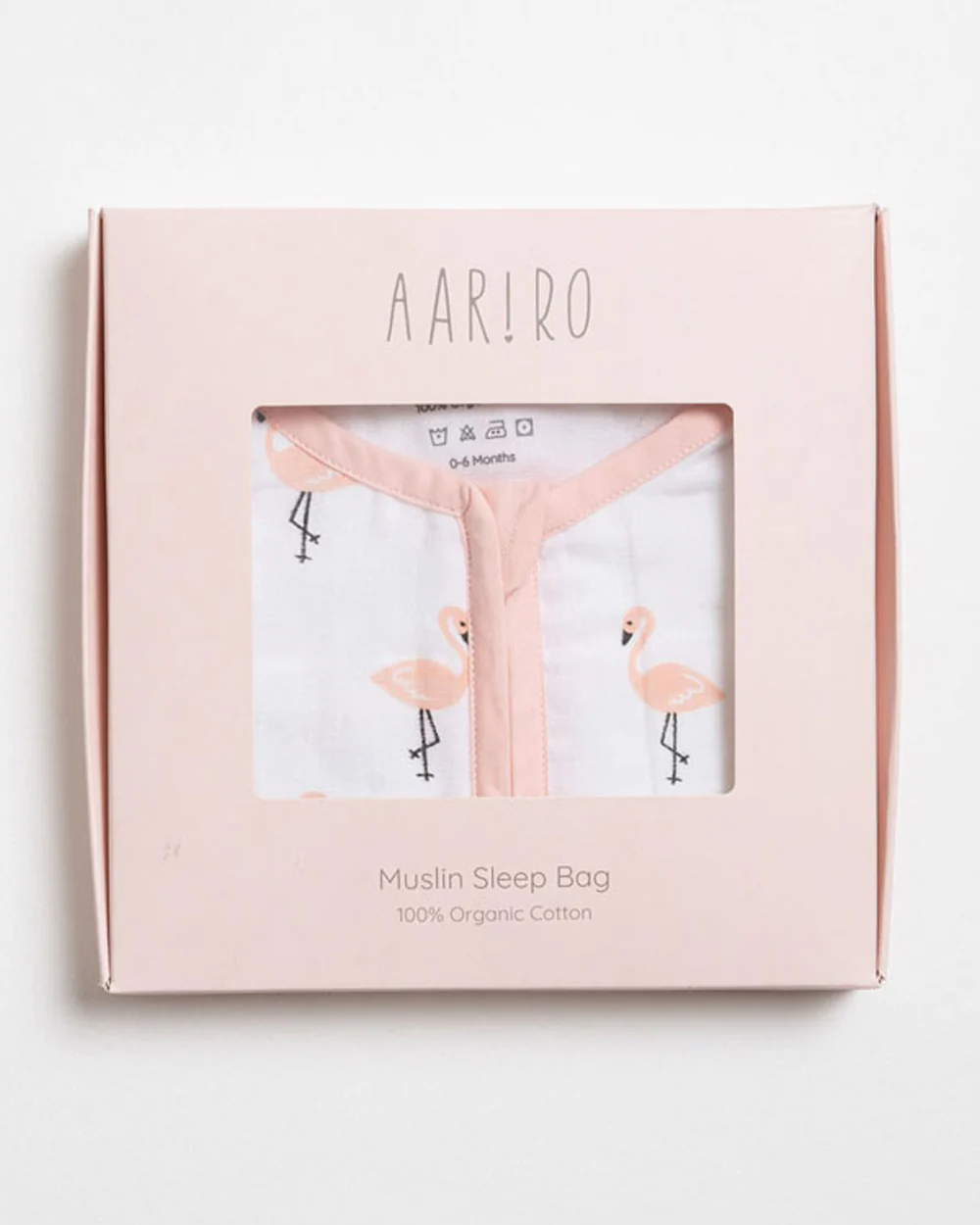 Aariro Baby Sleeping Bag-Tropical Flamingo-100% Organic Cotton-Pink-Newborn Bed-0-6M - Image 3