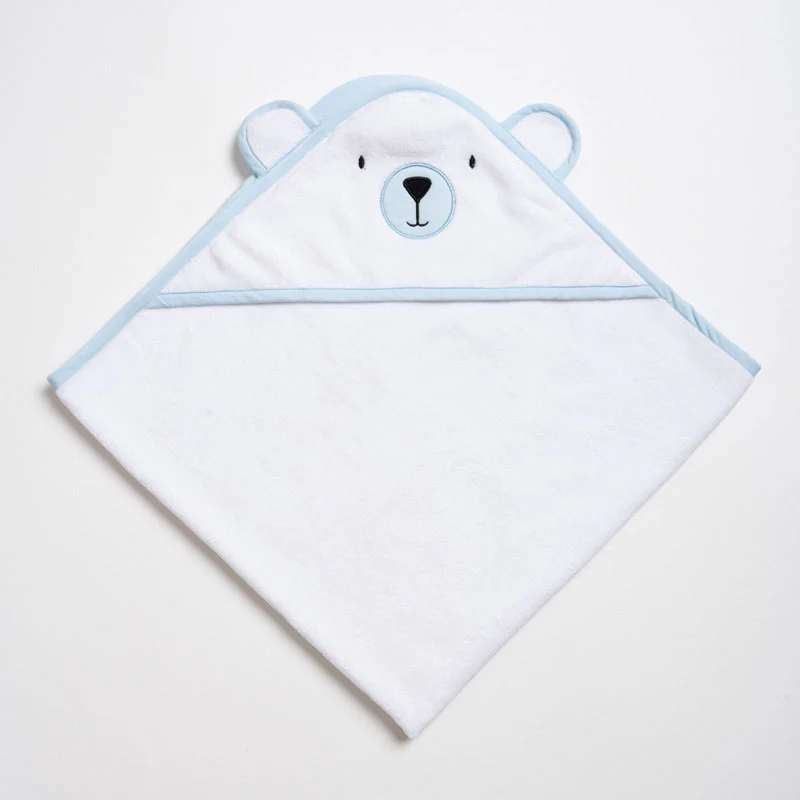 Aariro Hooded Baby Bath Towel-100% Organic Cotton-Blue