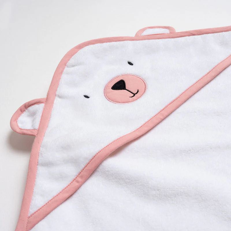 Aariro Hooded Baby Bath Towel-100% Organic Cotton-Pink - Image 2