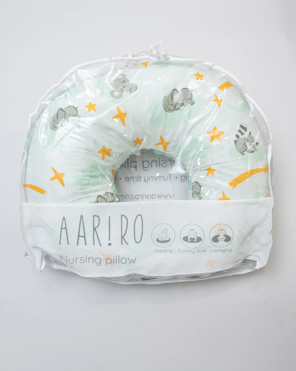 Aariro Organic Cotton Nursing Pillow-100% Cotton Cover-Elephant & Raccoon-For Nursing - Image 6