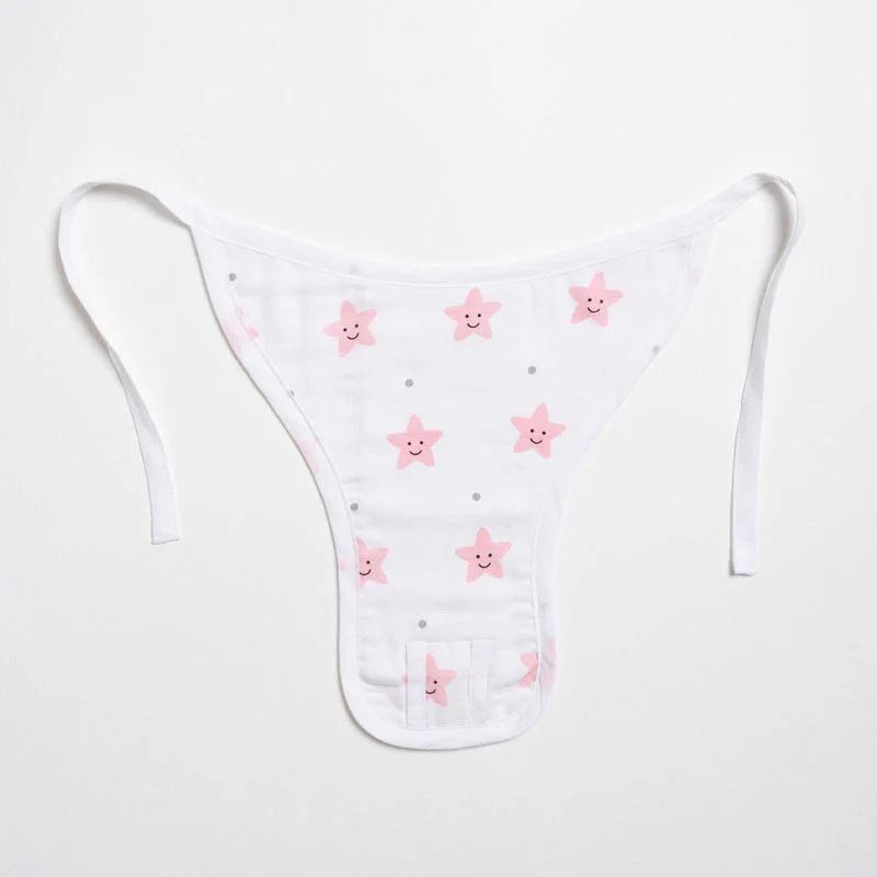 Aariro Peach Smiley Star Cloth Nappy Combo-100% Organic Cotton-Washable & Reusable-Pack of 2 - Image 2