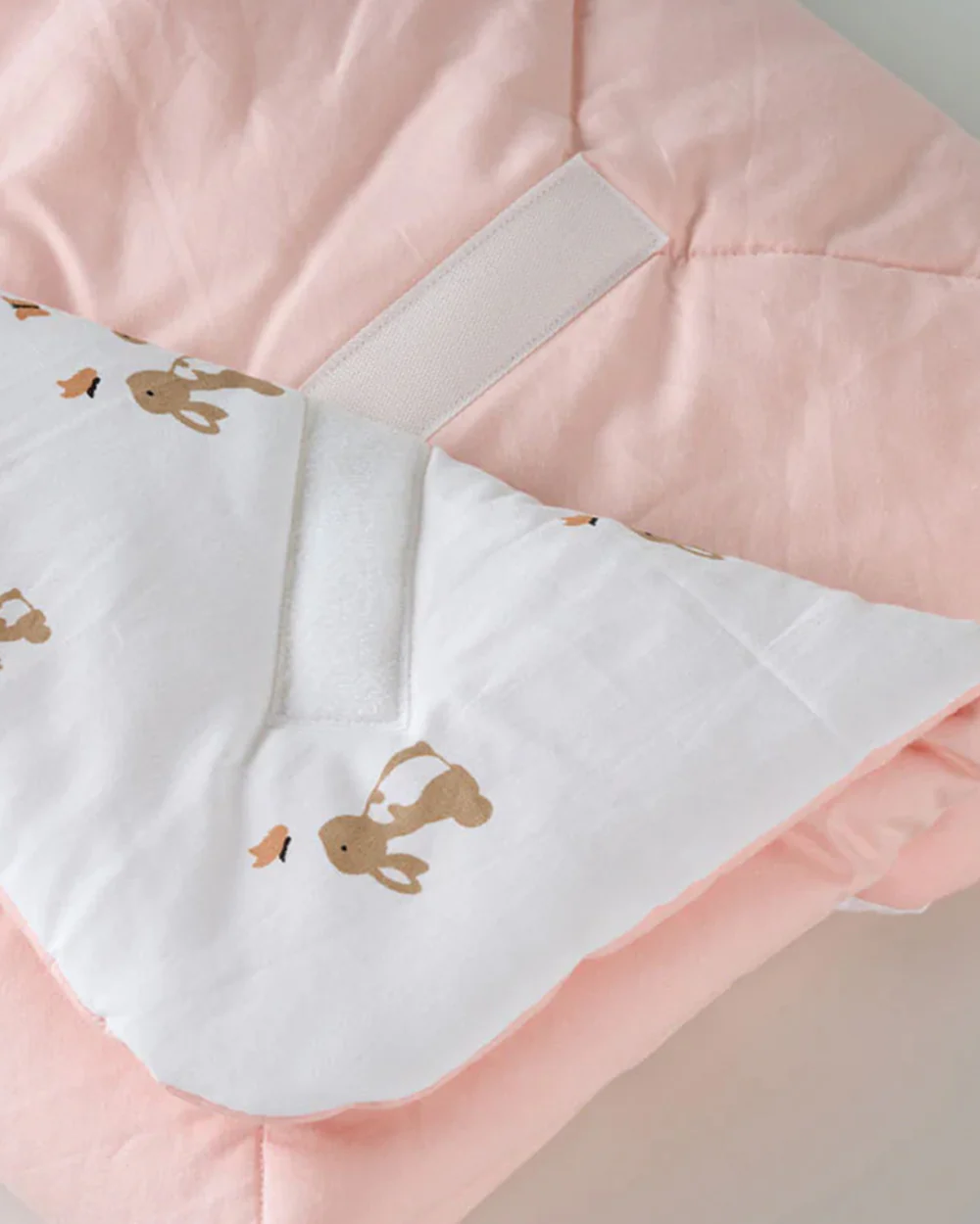 Aariro Quilted Baby Carrier Nest Cum Receiving Blanket-Honey Bunny-White & Pink-For Infants - Image 3