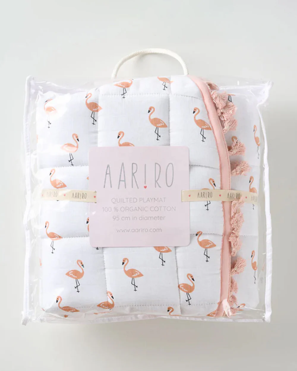 Aariro Tropical Flamingo Round Playmat-100% Organic Cotton-Hypoallergenic & Non-Toxic-0 to 6M - Image 2