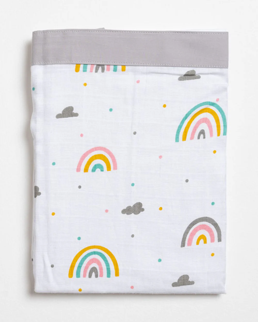 Aariro White & Lavender Rainbow Print Nursing Cover-Organic Cotton-Free Size - Image 2