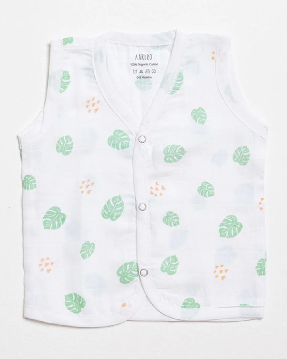 Aariro White & Pink Jhabla-Flamingo and Leaves Print-Organic Cotton-Pack of 3-For Infants - Image 3