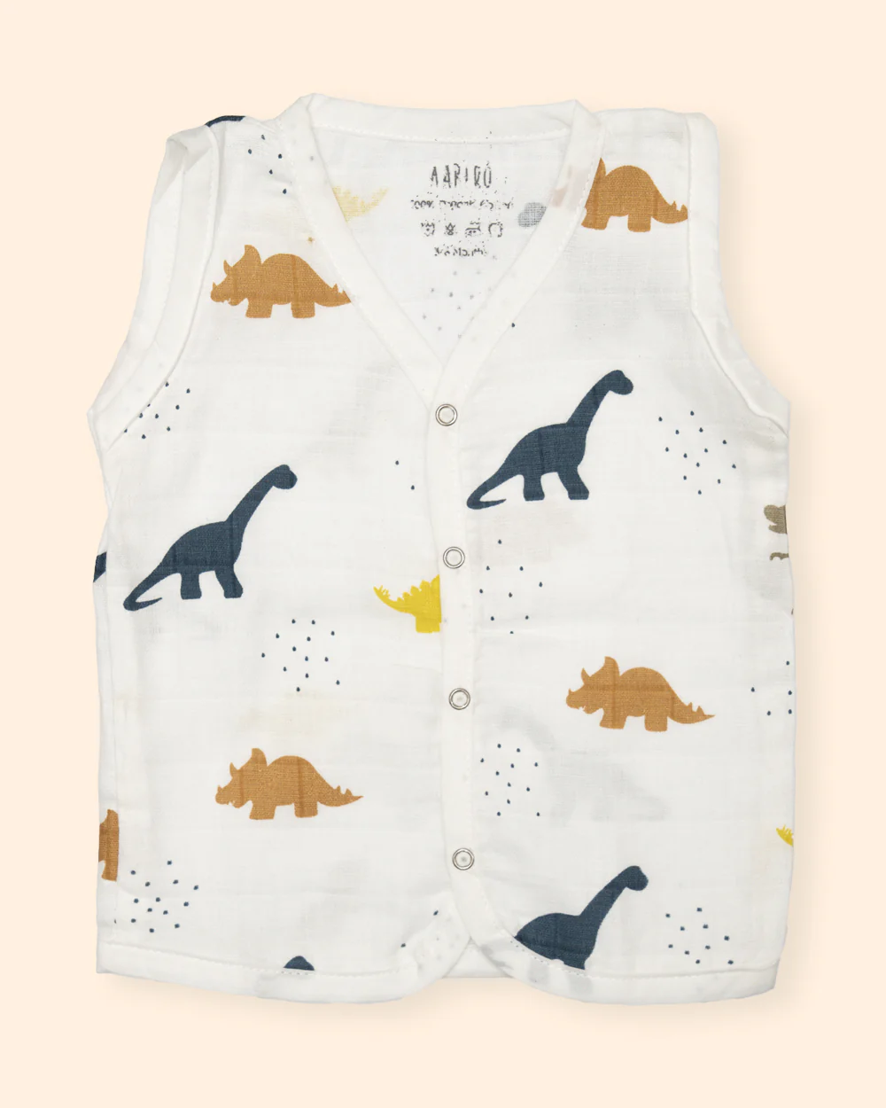 Aariro White Jhabla-Dinosaur Print-Organic Cotton-Pack of 2-For Infants - Image 10