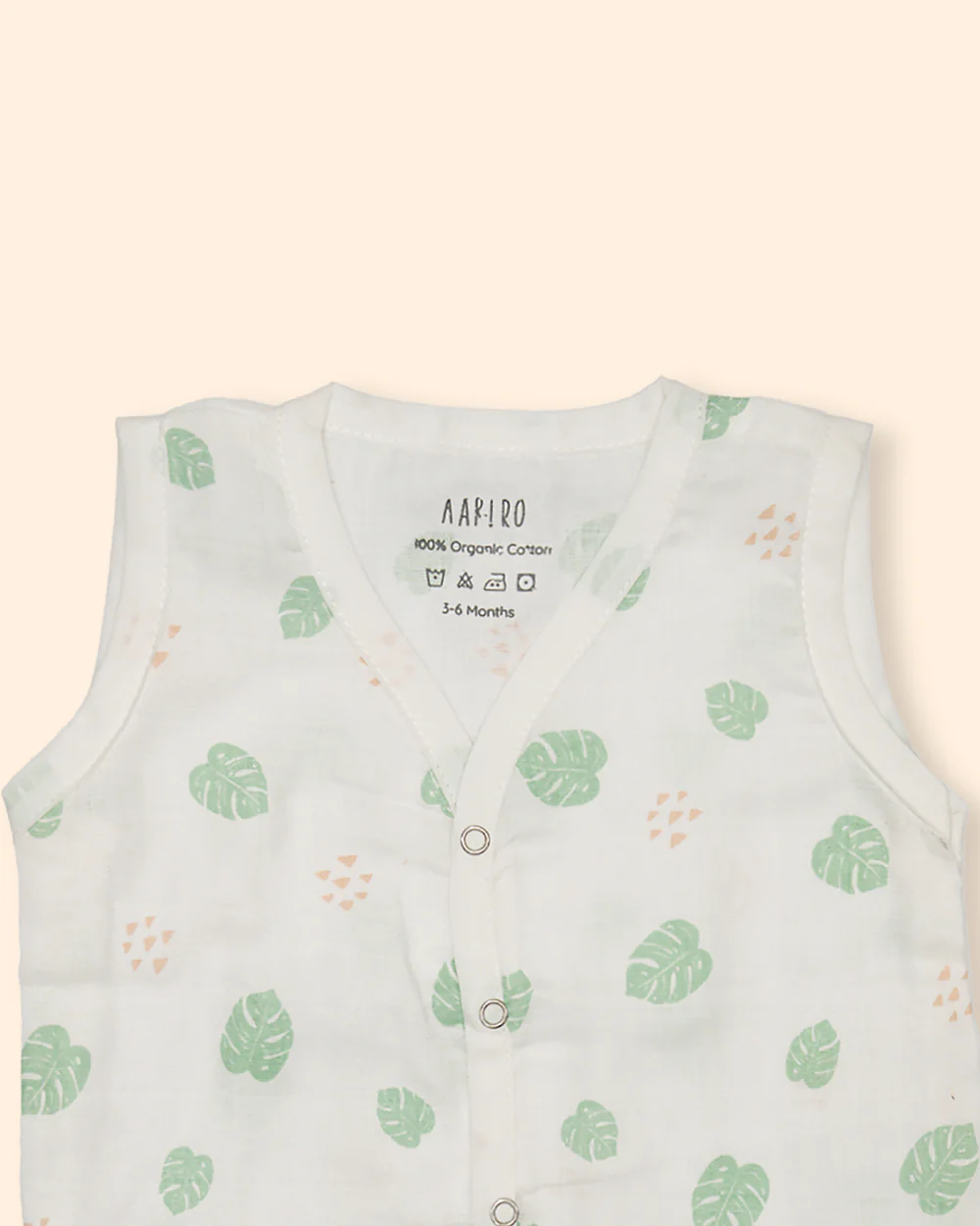 Aariro White & Pink Jhabla-Flamingo and Leaves Print-Organic Cotton-Pack of 3-For Infants - Image 11