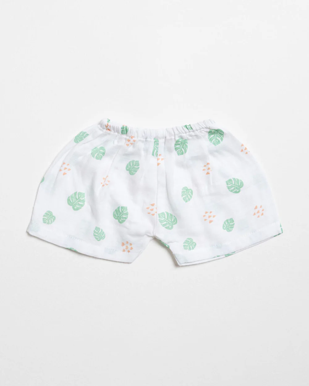 Aariro White Shorts-Flamingo and Leaves Print-Organic Cotton Muslin-Pack of 2-For Infants - Image 2