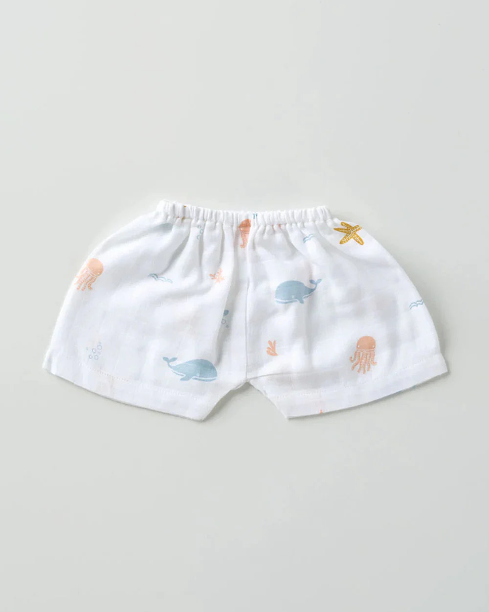 Aariro White Shorts-Under the Sea-100% Organic Cotton Muslin-Pack of 2-For Infants - Image 2