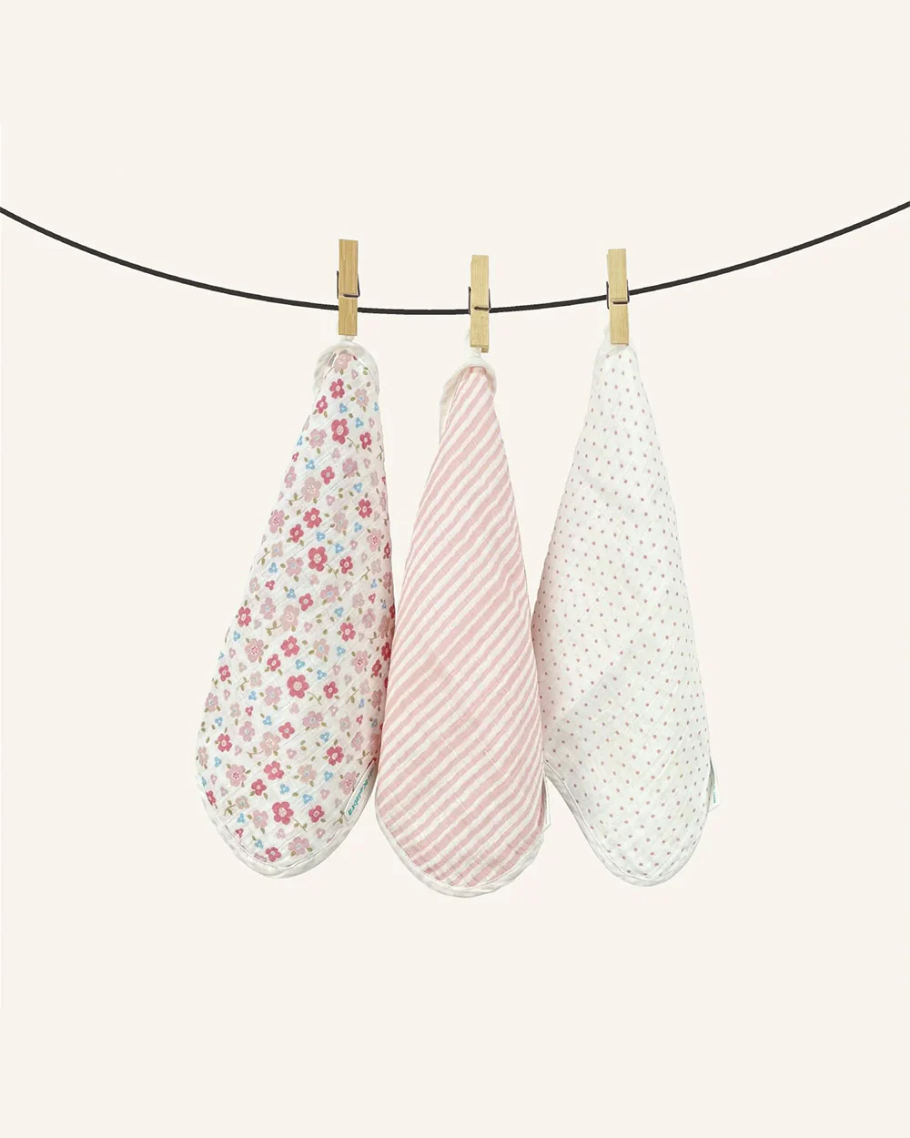 Abracadabra 100% Cotton Muslin Wipes-Multi Purpose & Hypoallergenic-Set of 3 Wash Cloths-Vintage Floral-For Infants - Image 5