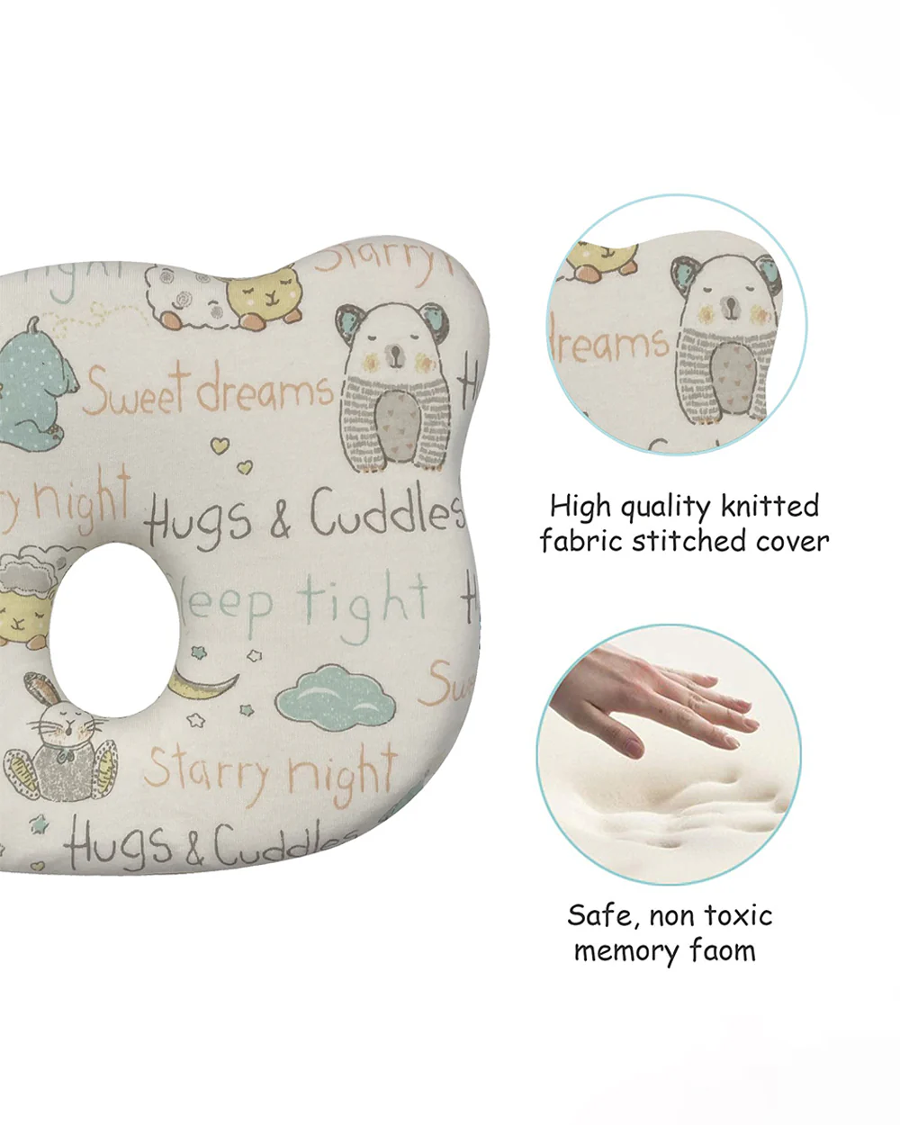 Abracadabra Baby Memory Foam Pillow-Prevents Flat Head Syndrome-Eases Neck Tension of Baby-Sleepy Friends-For Infants - Image 6