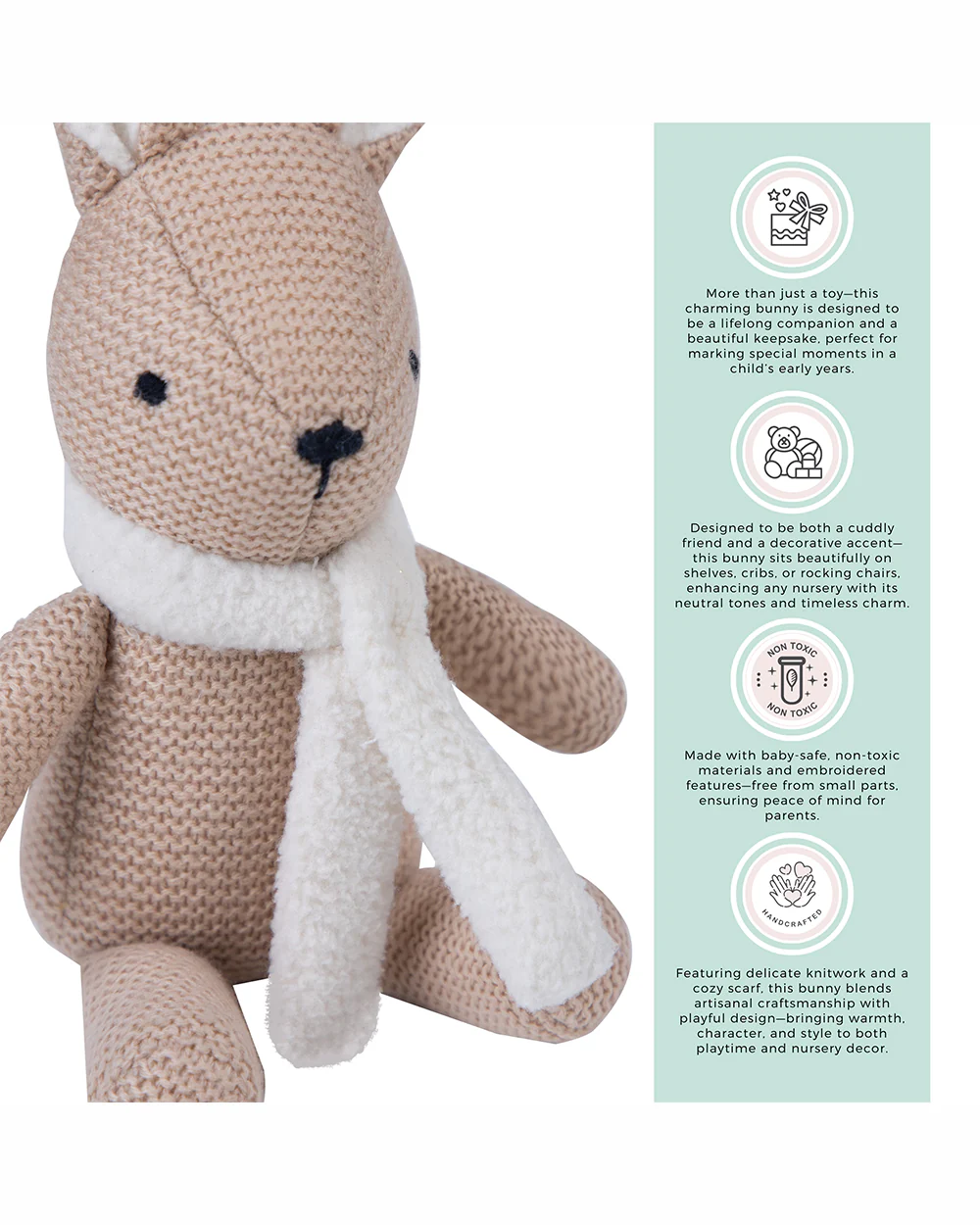 Abracadabra Betsie The Bunny Knitted Soft Toy-Encourages Comfort & Imagination-Blush-For Newborn - Image 5