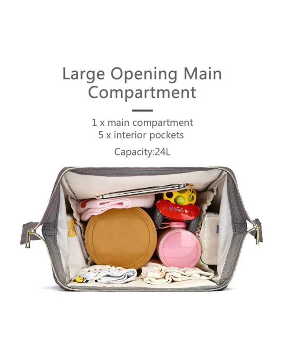 Abracadabra Diaper Bag-Backpack-With Anti Theft Compartment-Grey - Image 5