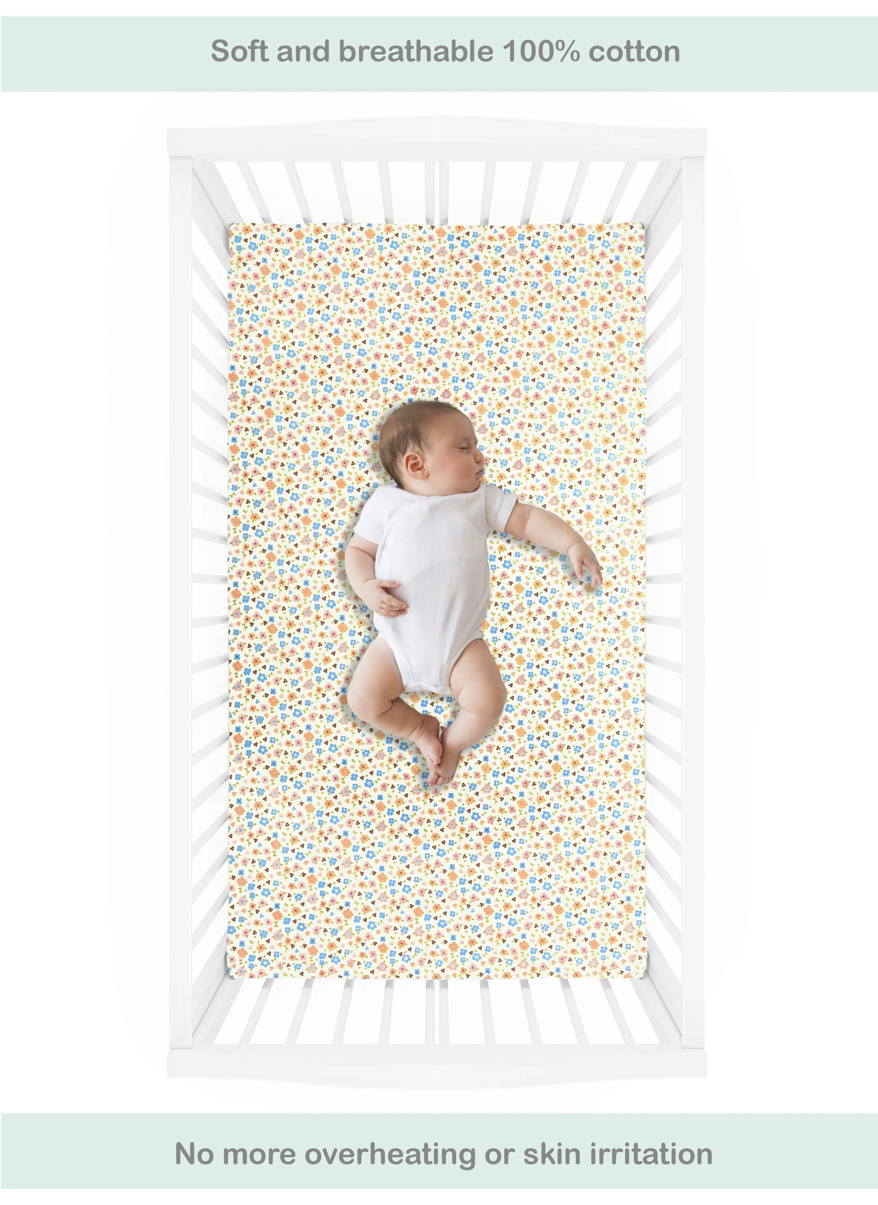 Abracadabra Flat Bedsheet-Ditsy Floral-100% Natural Premium Cotton-Pink-Pack of 2 Baby Bedsheets-For Infants - Image 6