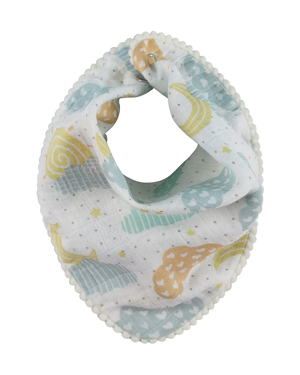 Abracadabra Muslin Bandana Bibs-Lost In Clouds-Foldable-With Snap Button-Pack of 3-For Infants - Image 4