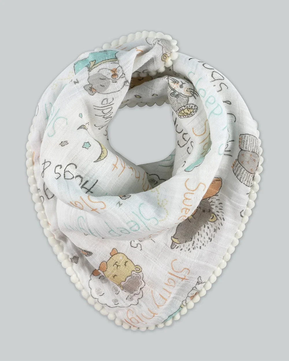 Abracadabra Muslin Bandana Bibs-Sleepy Friends-Foldable-With Snap Button-Pack of 3-For Infants - Image 3