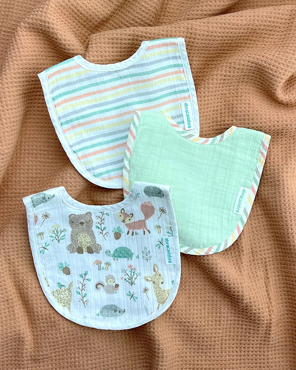 Abracadabra Muslin Bibs-Bambi & Friends-Foldable-With Snap Button-Pack of 3-For Infants - Image 5