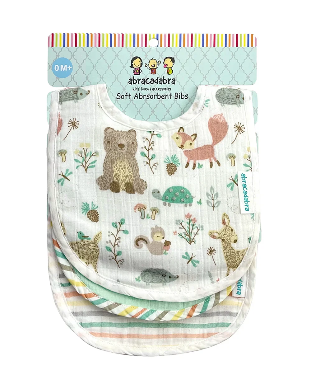 Abracadabra Muslin Bibs-Bambi & Friends-Foldable-With Snap Button-Pack of 3-For Infants - Image 6