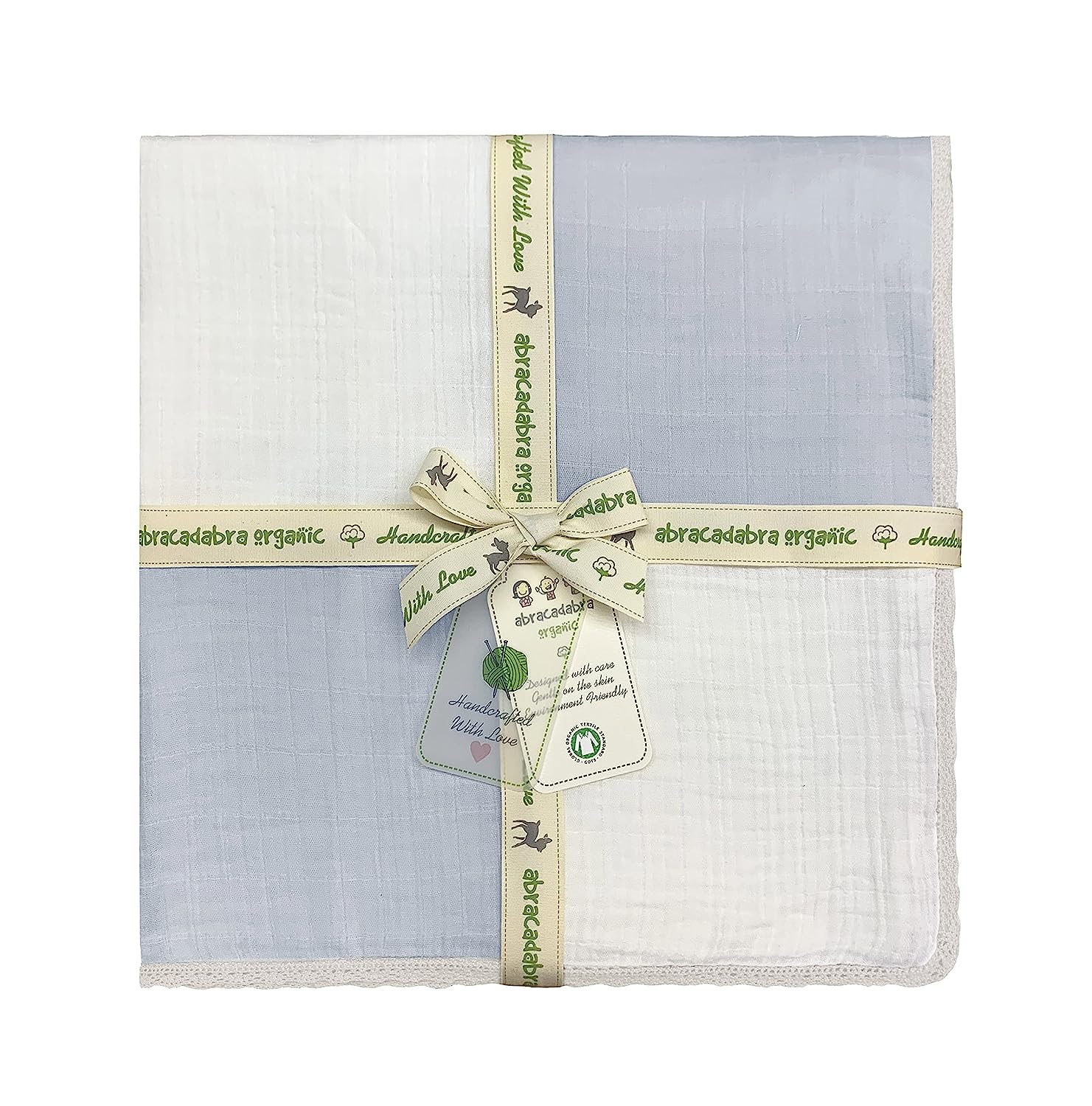 Abracadabra Organic Muslin Patchwork Blanket-Blue-Handmade With Care-For Infants - Image 4