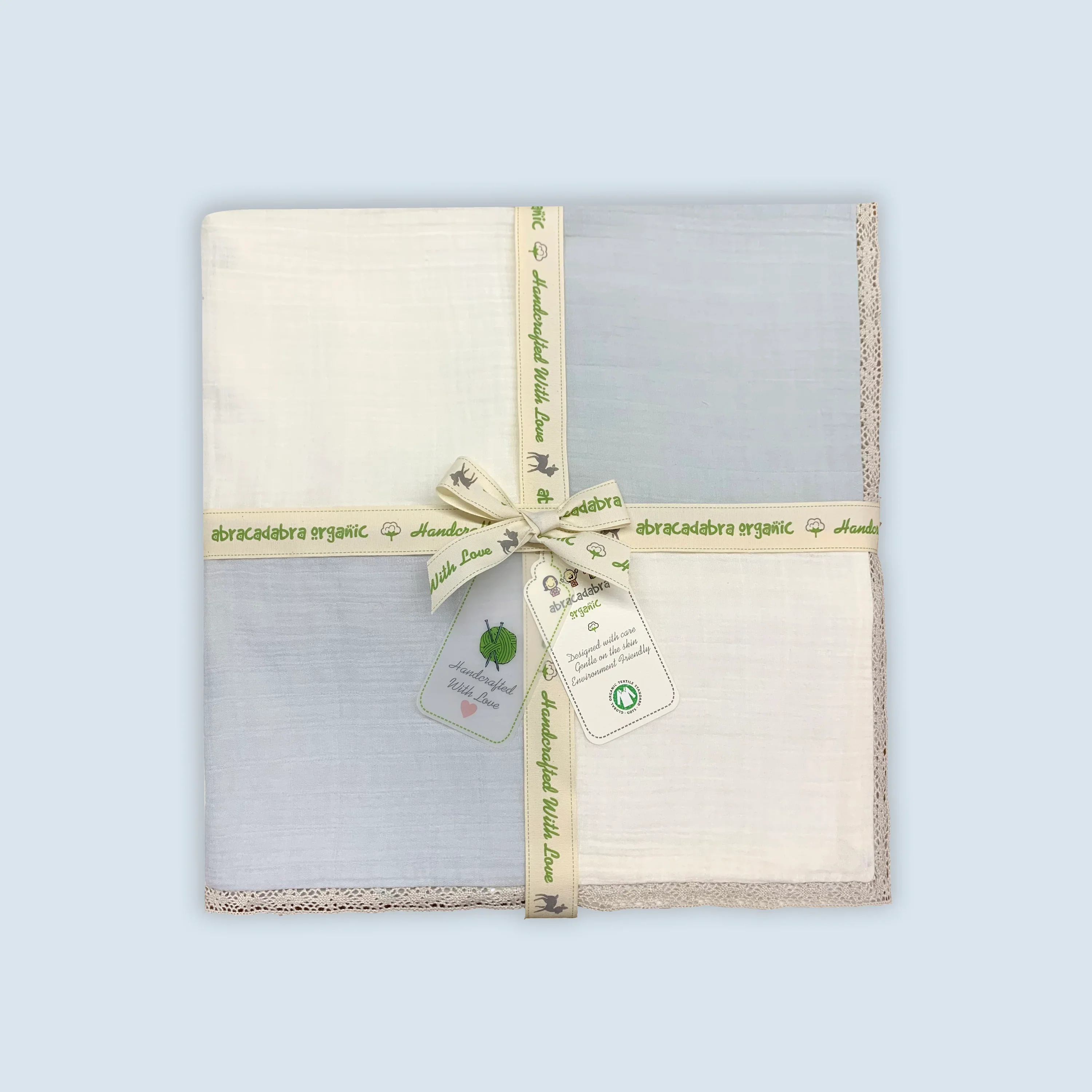 Abracadabra Organic Muslin Patchwork Blanket-Blue-Handmade With Care-For Infants - Image 6