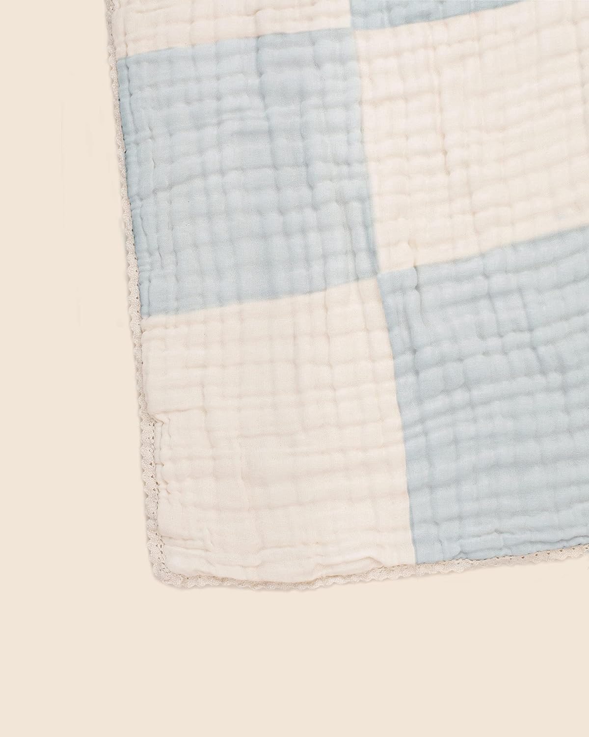 Abracadabra Organic Muslin Patchwork Blanket-Blue-Handmade With Care-For Infants - Image 7