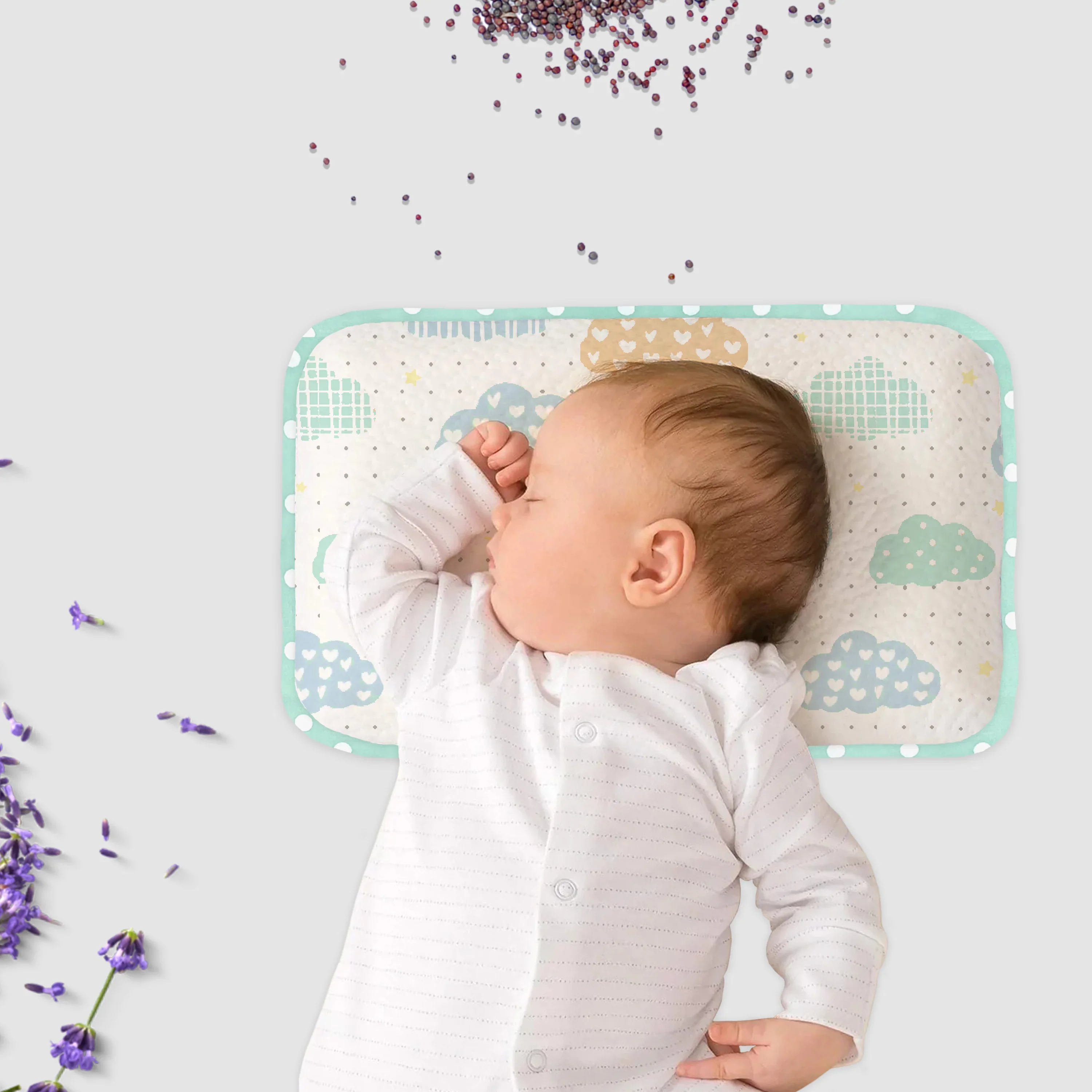 Abracadabra Rai Pillow-Lost in Clouds-Baby Mustard Pillow-Blue-For Infants - Image 6