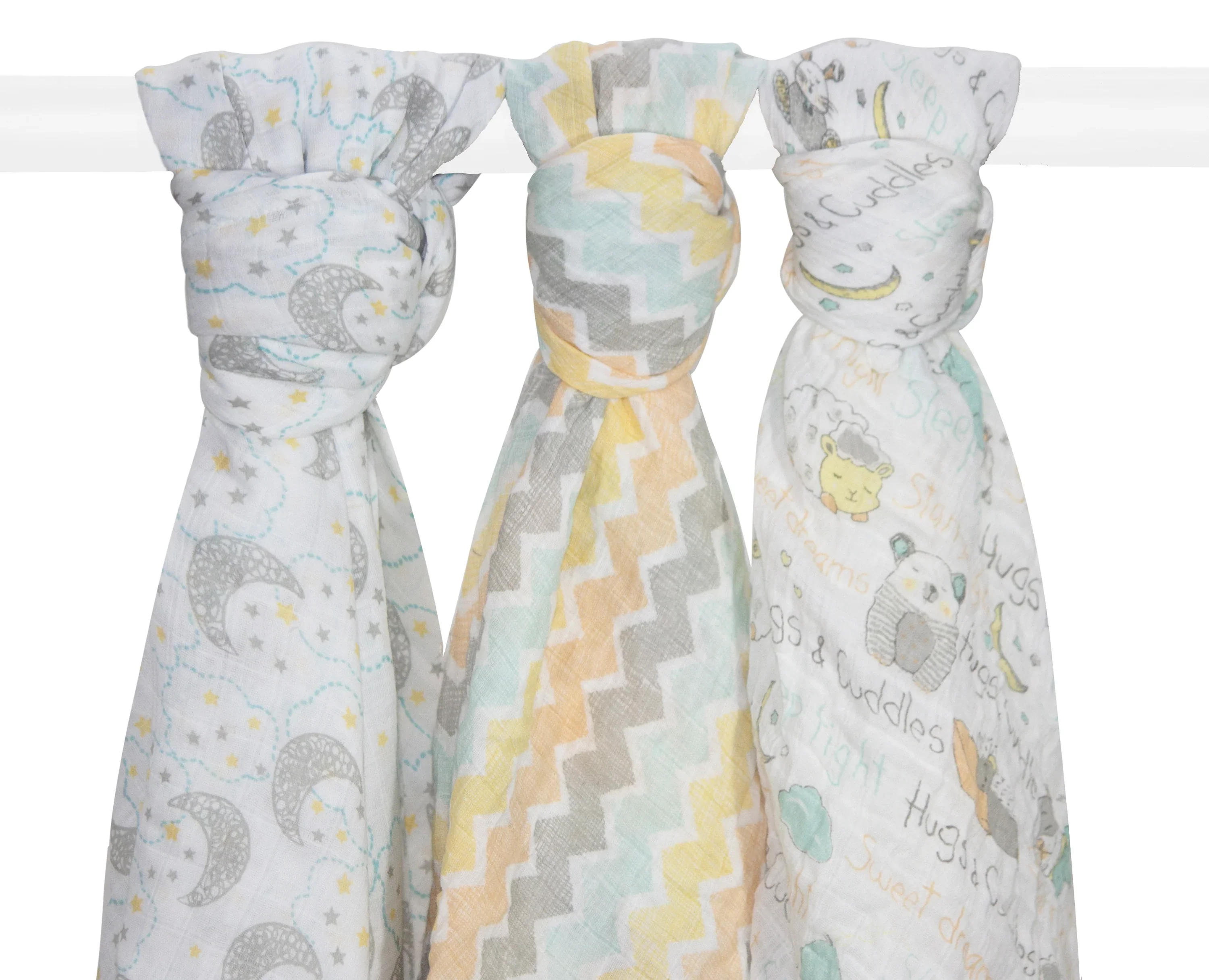 Abracadabra Sleepy Friends Swaddles-Multicolor-Cotton Muslin-Infant Wraps-Pack of 3 - Image 9