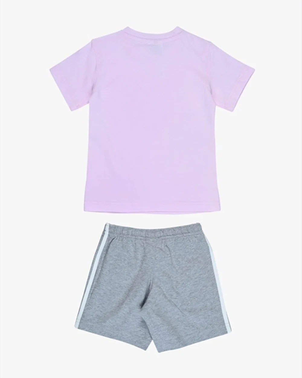 Adidas Lavender & Melange Grey T-shirt & Shorts Set-Solid-100% Cotton-For Infants - Image 2