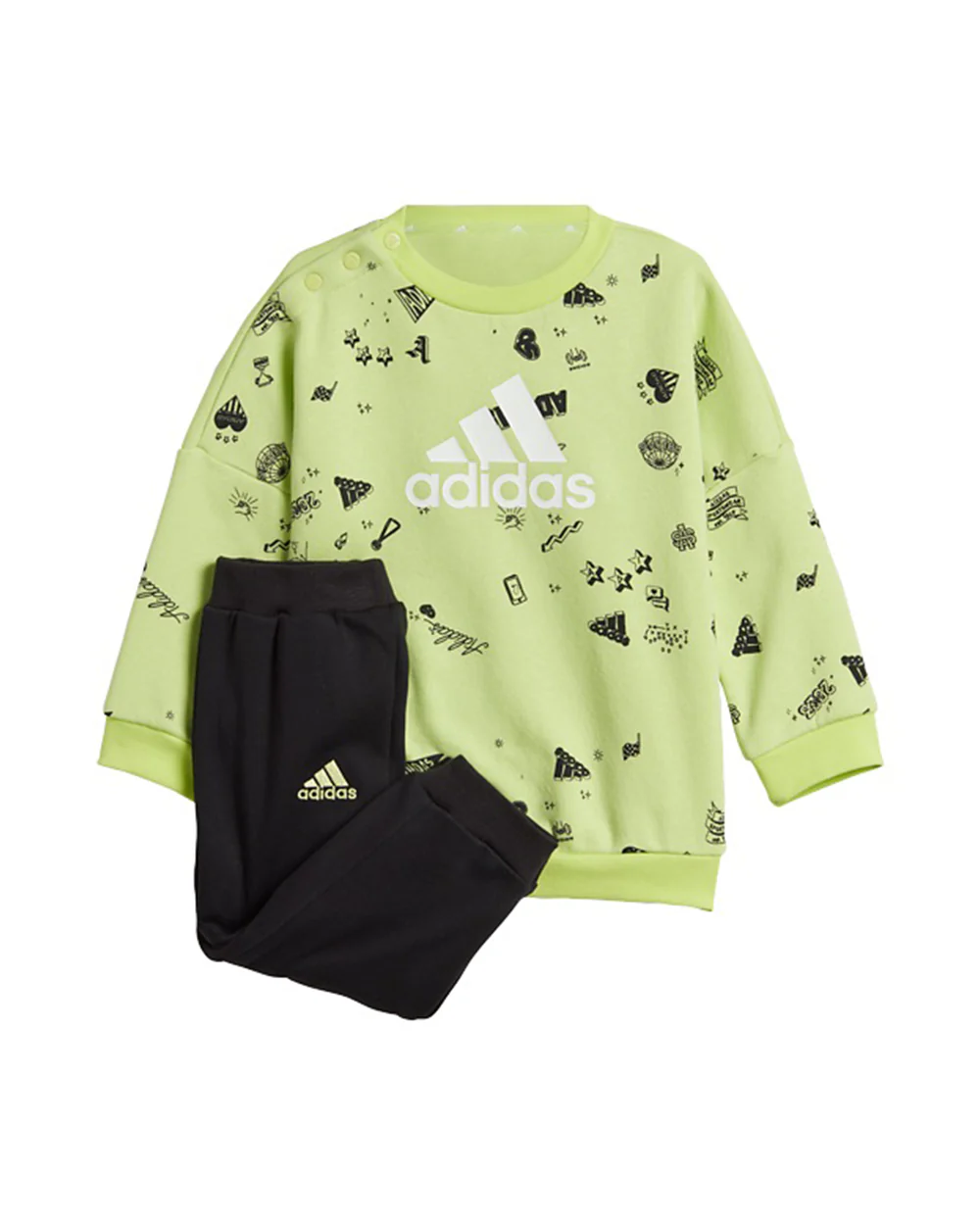 Adidas Lime Track Suit-Printed-Cotton & Polyester French Terry For Infants