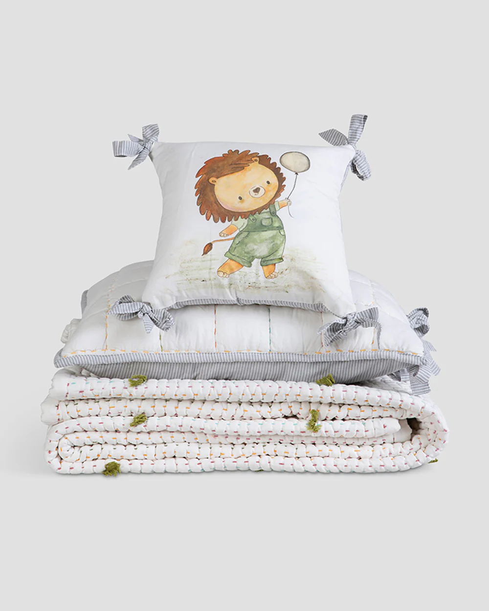 Aplito Baby Bedding Set-Lion Heart with Tassel Embellishments-100% Organic Cotton-Multicolour-For Toddlers - Image 2