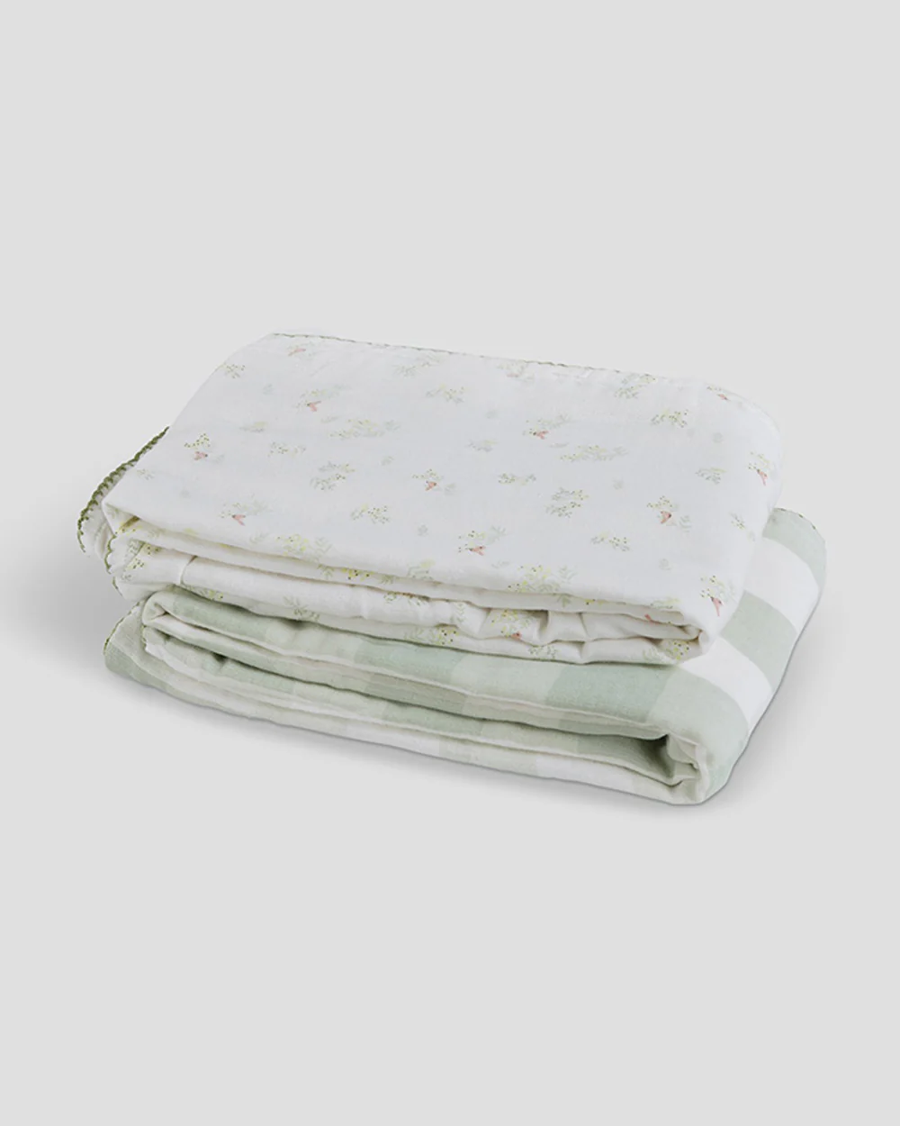 Aplito Baby Blanket Set-Bows and Green-100% Organic Muslin Cotton-White & Mint-Pack of 2-For Infants - Image 2