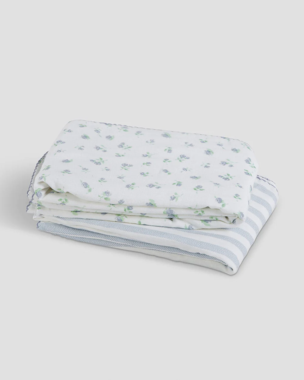 Aplito Baby Blanket Set-Petal Kiss-100% Organic Muslin Cotton-White & Blue-Pack of 2-For Infants - Image 2