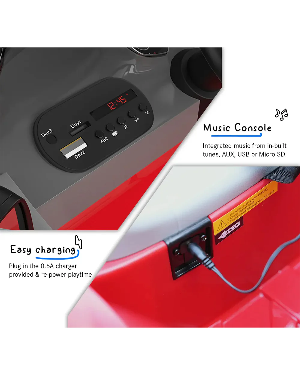 Audi Q8 Ride On Car-Battery Operated-3 Point Safety Belt-With Manual or Remote Option to Steer-Foot Accelerator-Tough Tires with Rear Suspension-Emotorad-For 3Y+ (Upto 30 Kg)-Red - Image 6
