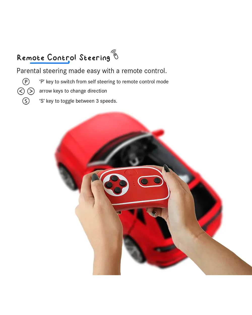 Audi Q8 Ride On Car-Battery Operated-3 Point Safety Belt-With Manual or Remote Option to Steer-Foot Accelerator-Tough Tires with Rear Suspension-Emotorad-For 3Y+ (Upto 30 Kg)-Red - Image 7