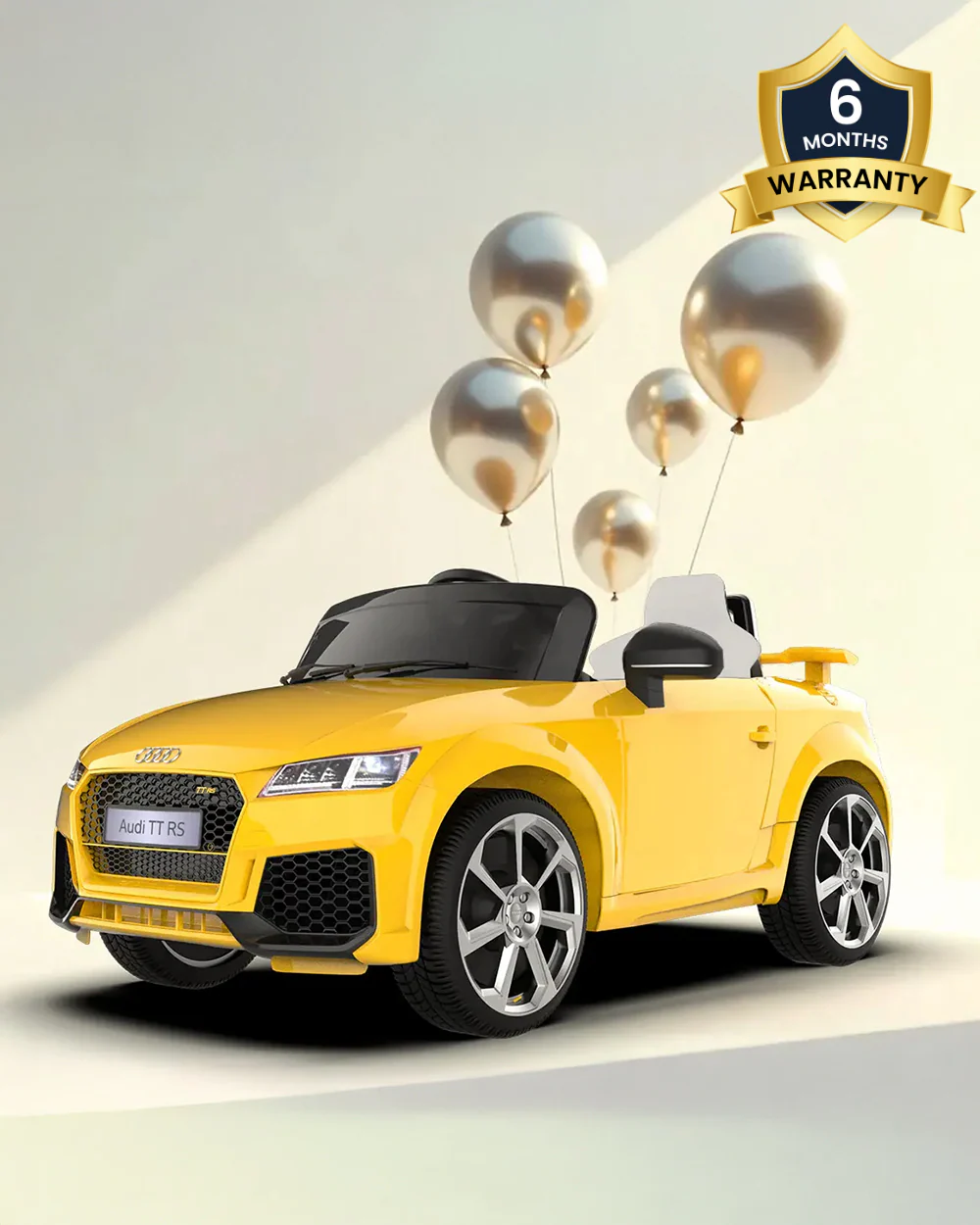 Audi TTRS Ride On Car-Battery Operated-3 Point Safety Belt-With Manual or Remote Option to Steer-Foot Accelerator-Tough Tires with Rear Suspension-Integrated Music-Emotorad-For 3Y+ (Upto 30 kg)-Yellow - Image 2
