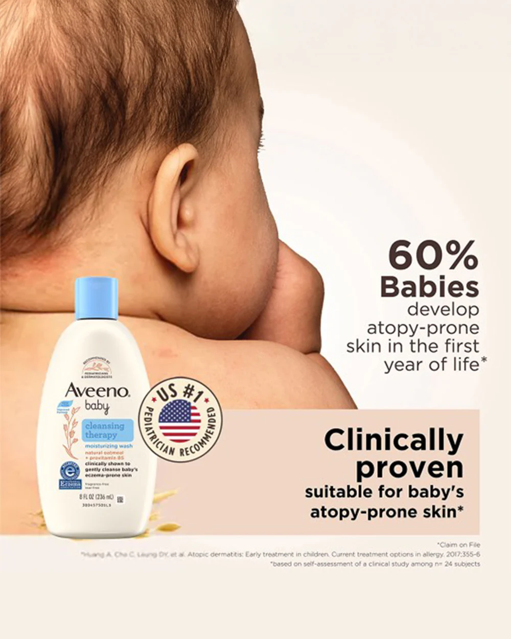 Aveeno Baby Cleansing Therapy Moisturizing Body Wash-Award Winning-With Oatmeal Extract & Provitamin B5-For Eczema Prone Skin - Image 3