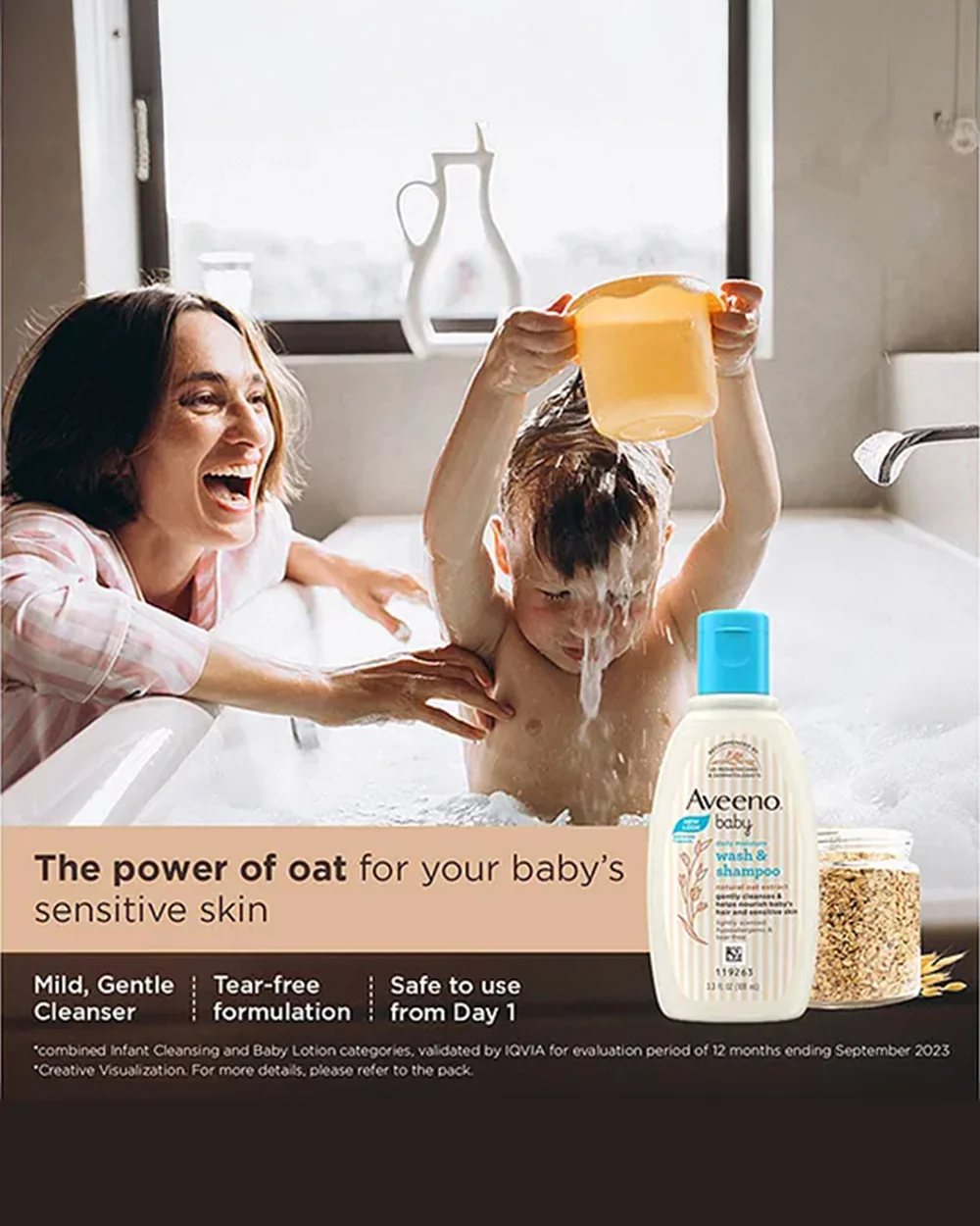 Aveeno Baby Daily Moisture Body Wash & Shampoo-Top To Toe Wash-With Glycerin & Oatmeal Extract-For Gentle Cleansing & Moisturizing - Image 5