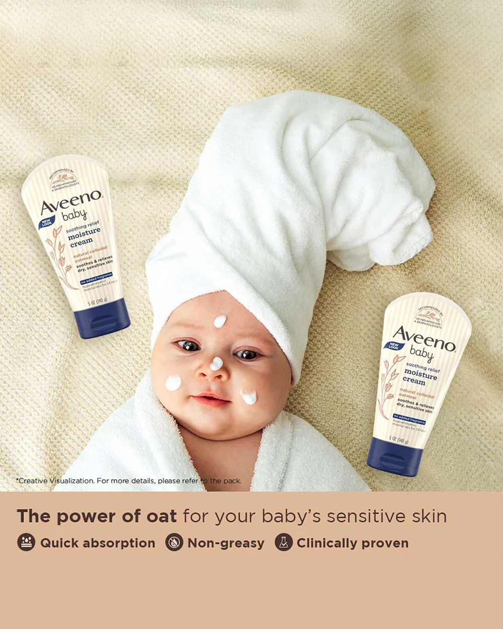 Aveeno Baby Soothing Relief Moisture Cream-With Glycerin & Oatmeal Extract-Soothes, Moisturizes & Strengthens Skin Barrier - Image 6