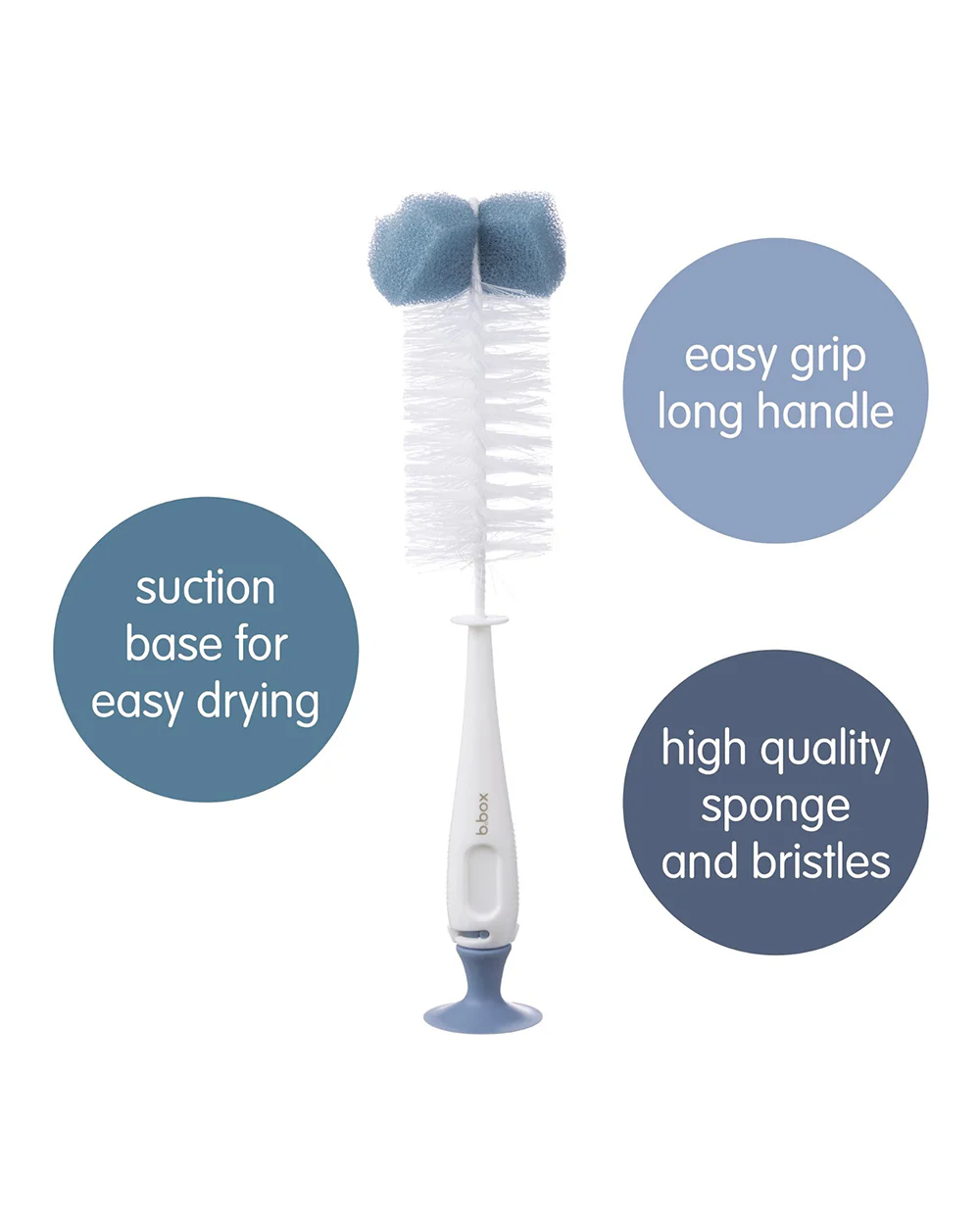 b.box 2-in-1 Bottle & Nipple Cleaning Brush-Comes with Separate Teat Cleaner-Soft Bristles For Scratch Free Clean-Ocean - Image 2