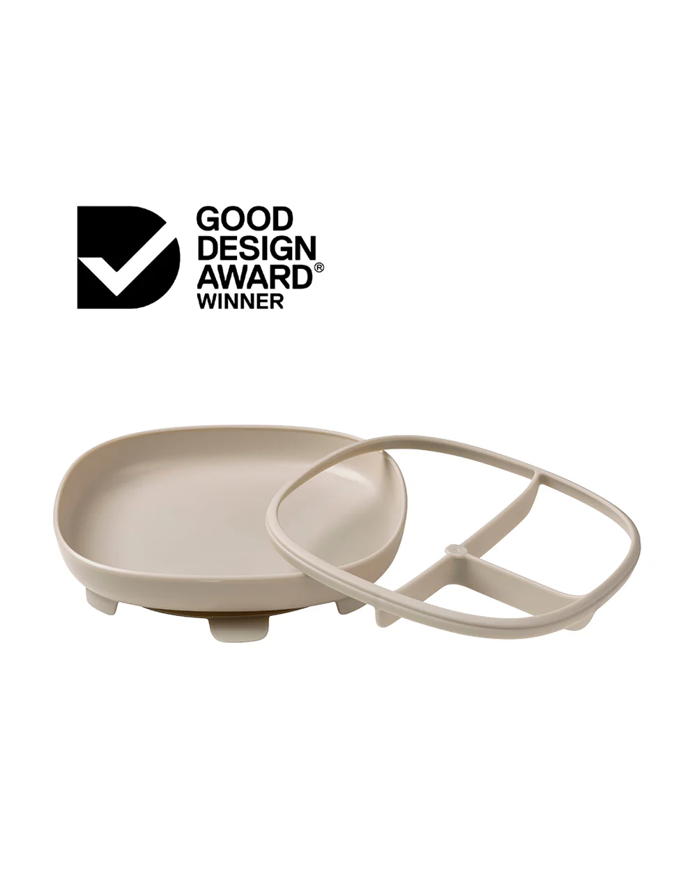 b.box 2 in 1 Suction Plate-3 Divided Sections-BPA Free-Latte-For Feeding Infants - Image 2