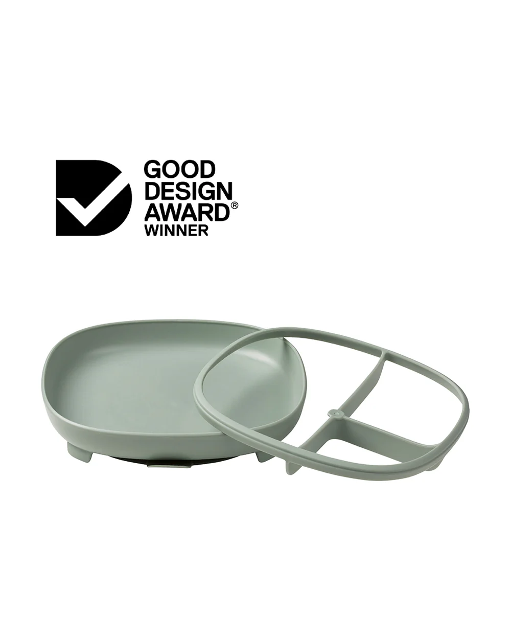 b.box 2 in 1 Suction Plate-3 Divided Sections-BPA Free-Sage Green-For Feeding Infants - Image 2