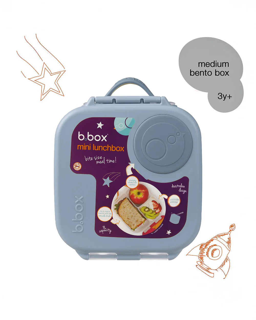 b.box Mini Lunch Box-Leak Proof-Removable Divider-Chill Out Blue-For Feeding Infants - Image 2