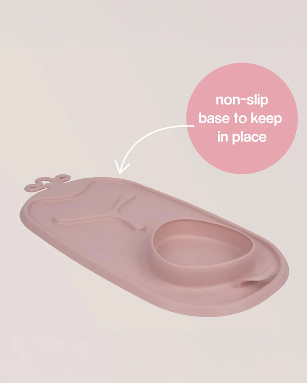 b.box Roll & Go Silicone Mat With Spoon-Meal Set-Three Section Divder-Suction Base-Travel Friendly-Blush Pink - Image 6