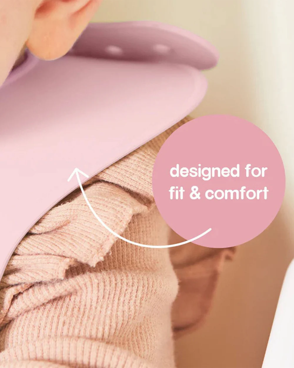 b.box Silicone Bib-Crumb Catcher-Adjustable Neck Closure-Snap Button-Blush-For Infants - Image 2