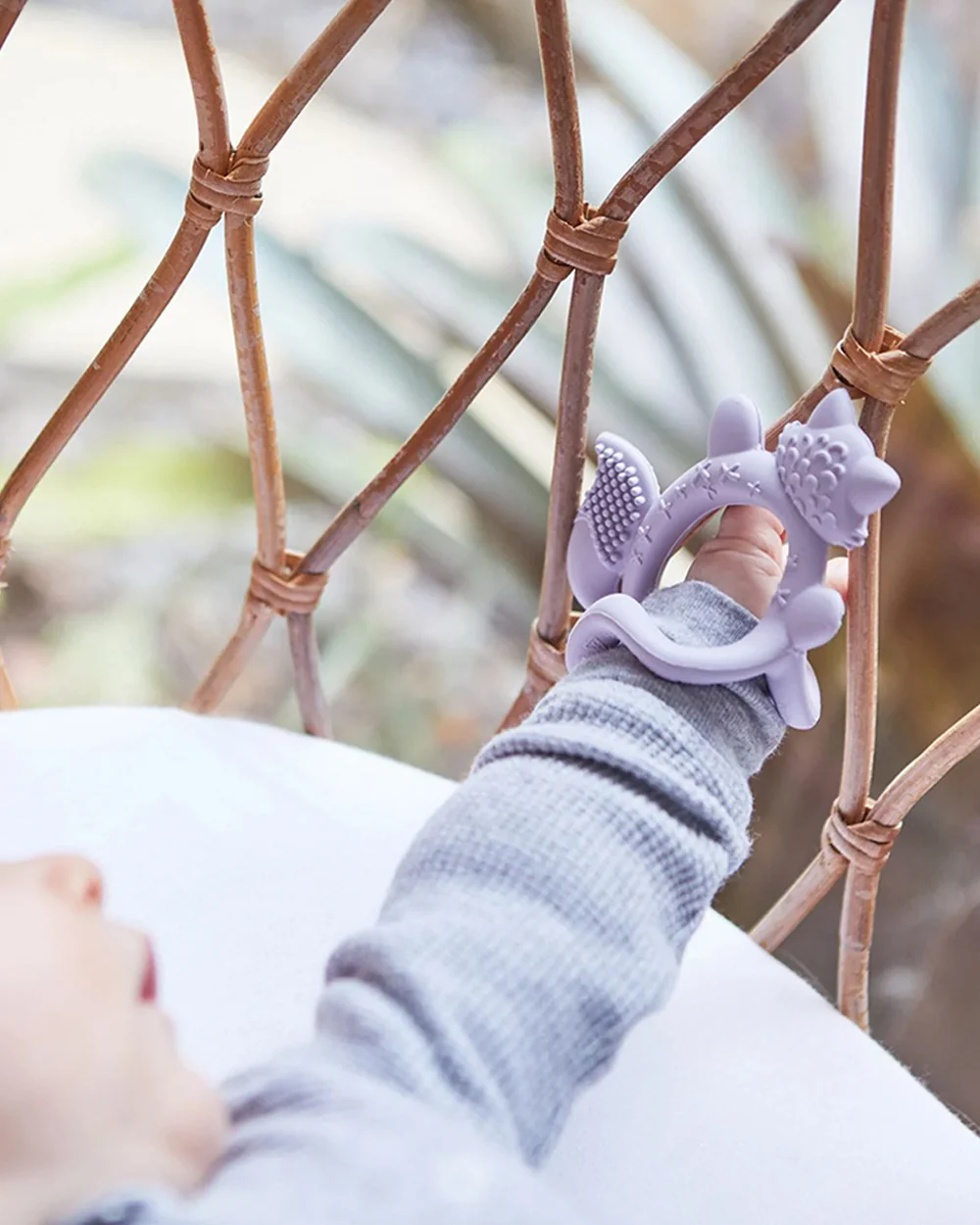 b.box Silicone Wrist Teether-Lightweight & Easy to Grasp-Textures Gently Massage Sore Gums-Peony Purple-3M+ - Image 2