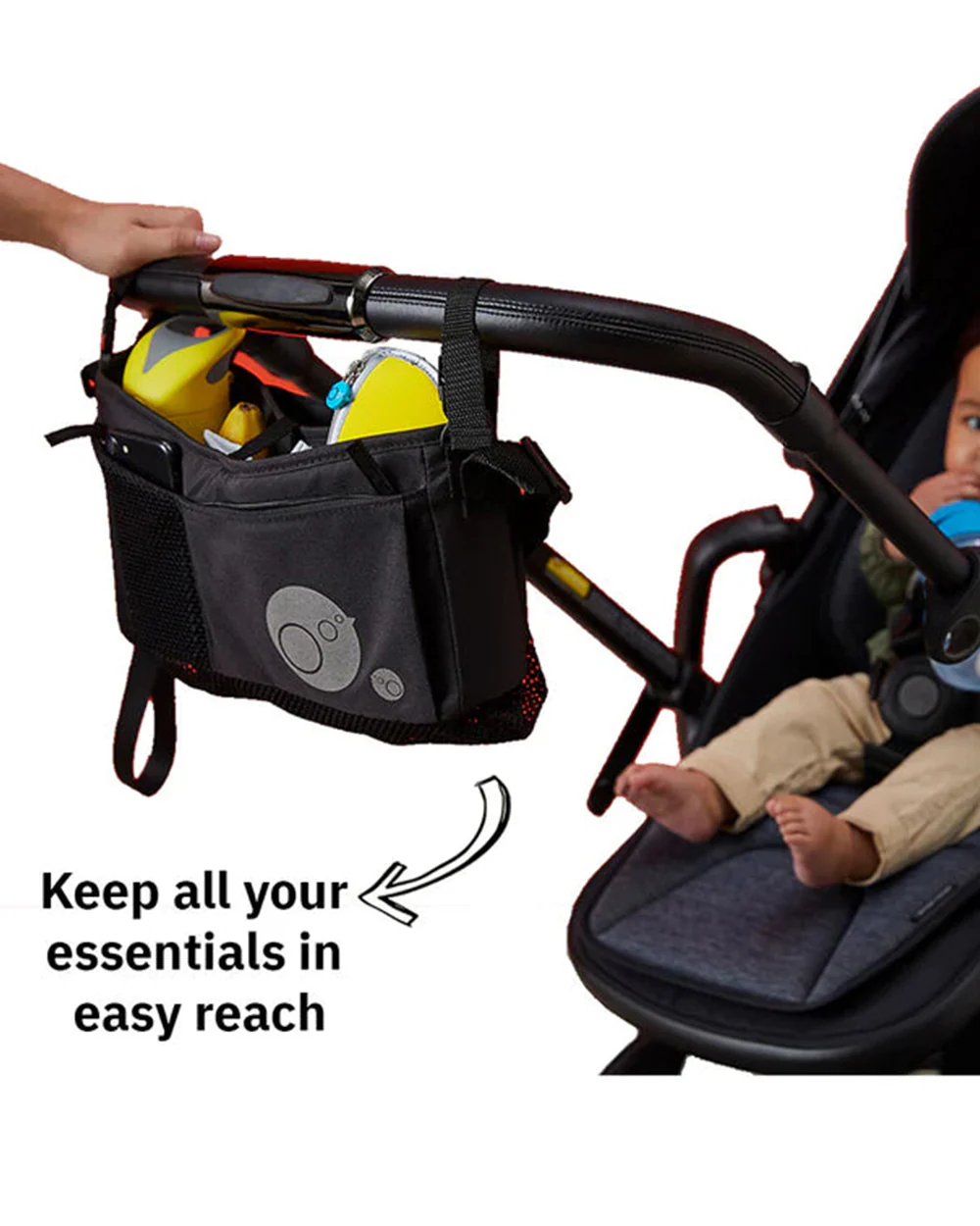 b.box Stroller and Pram Organiser-Adjustable Straps-Multiple Storage Compartments-Grey Touch of Heather - Image 7