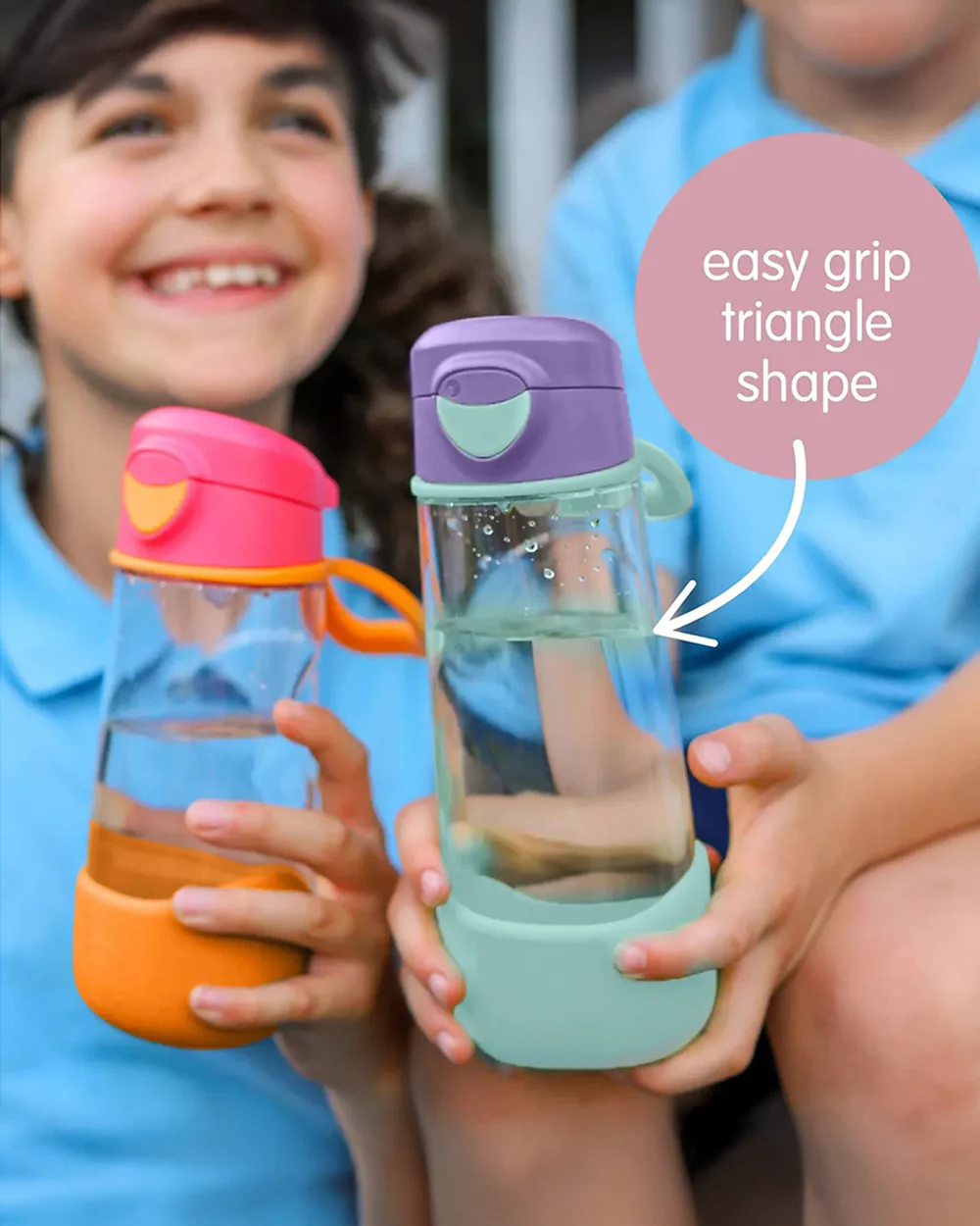 b.box Tritan Sport Spout Drink Bottle-With Easy Push Button & Ergonomic Triangular Shape-Lemon Twist Yellow-450 ml - Image 6