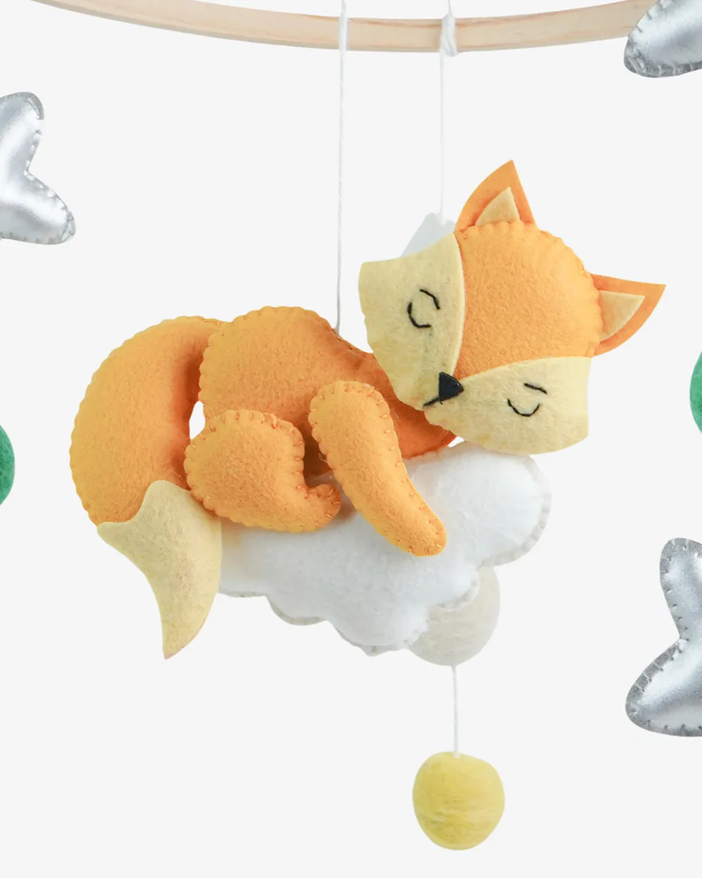 Babble Wrap Cot Mobile-Dreamy Cloud Fox-Stimulates Baby's Visual Senses-For Calm Baby Sleep - Image 3